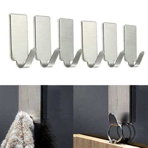 Ishowtienda Pcs Hooks Self Adhesive Home Kitchen Wall Door Stainless Steel Holder Hook Hanger