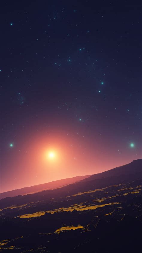 Sunset Wallpaper 4k Planet Stars Space Aerial View