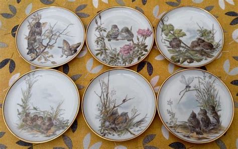 Vintage Set Of Six Kaiser Bird Plates Fully Stamped And Etsy Bird