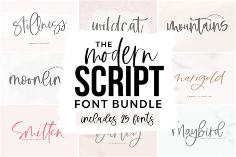 Modern Script Font Bundle 1109237 Handwritten Font Bundles