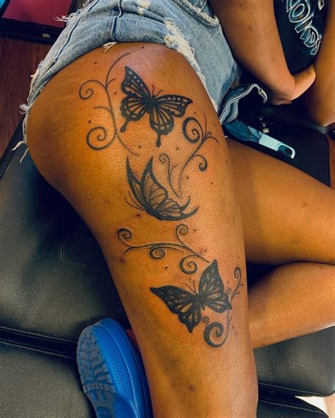 Details More Than Thigh Tattoos Roses And Butterflies Best In Coedo Com Vn