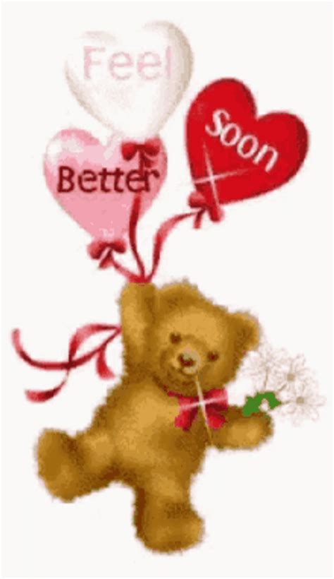 Hope You Feel Better Heart Balloons Teddy Bear 
