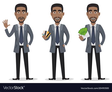 African American Business Man Cartoon Character Vector Image