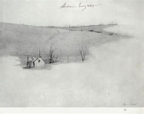 A Black And White Drawing Of A House In The Middle Of A Snow Covered Field
