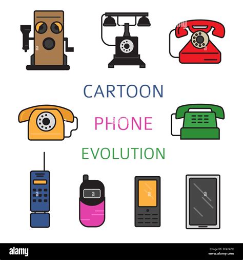 Phone History Evolution Flat Colour Design Vector Icon Set