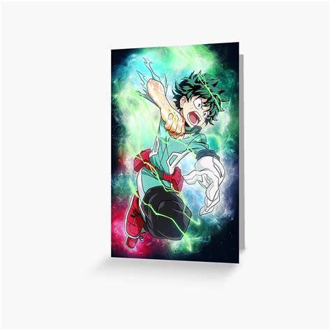 My Hero Academia Izuku Midoriya Deku Cosmic Artwork Greeting Card