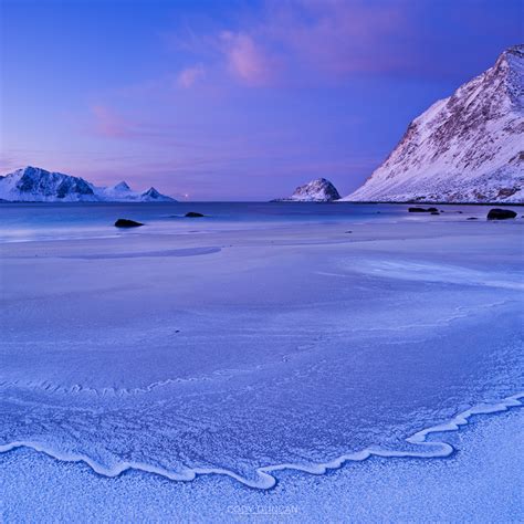 Lofoten Islands Landscape Photography Winter Dawn At Haukland Beach