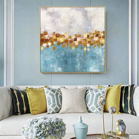 Gold Leaf Abstract Flowers Acrylic Paintings On Canvas Original Art