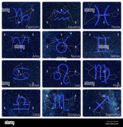 12 Images Of Zodiac Constellations Arranged In 12 Panels Picture