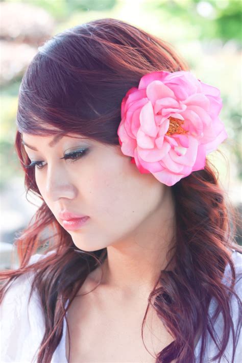 Bridesmaid Flower Clip Wedding Accessory Pink Rose Hair Clip Flower