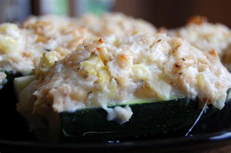One boat fills me up. Cheese Stuffed Zucchini Boats - Eat at Home