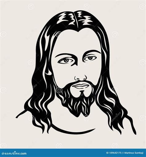 Jesus Christ Face Sketch Art Vector Design Stock Vector