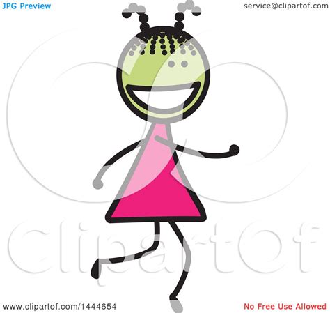 Clipart Of A Stick Girl Running Royalty Free Vector Illustration By