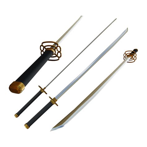 3d Le Rendu De Samouraï Katana épée De Différent La Perspective Angles