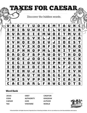 It's also a great activity to play with your kids. Luke 20 Taxes For Caesar Bible Word Search Puzzles: Hidden ...