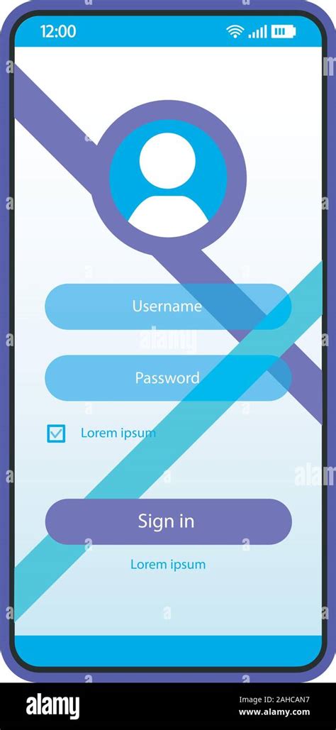 User Authorization Smartphone Page Vector Template Sign In Mobile App