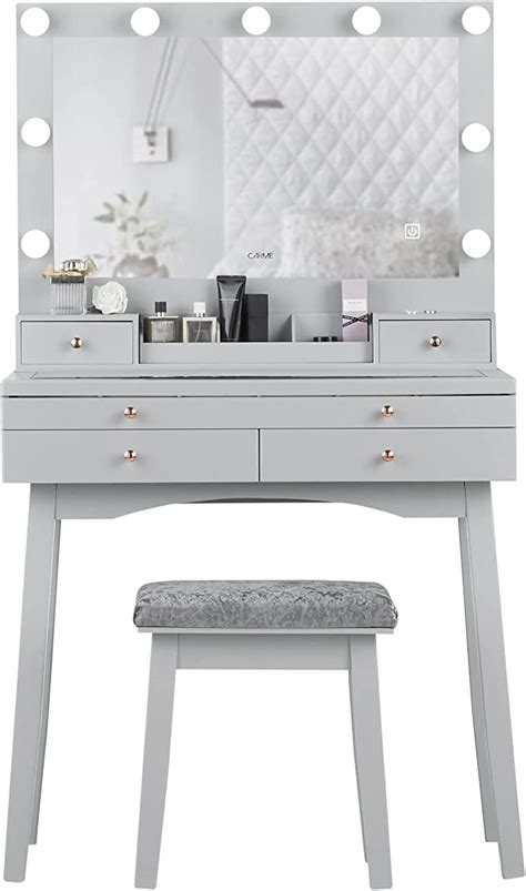 Carme Dressing Table With Large Hollywood Mirror Led Lights Touch