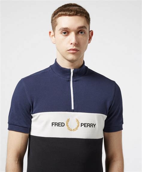 fred perry embroidered zip neck short sleeve polo shirt scotts menswear