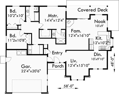 Single Level House Plans 3 Bedroom House Plans 9951