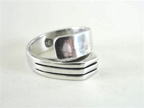 Modernist Signed Ring Sterling Silver Vintage Handmade Gem