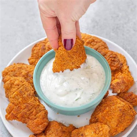 Baked Chicken Tenders With Healthy Ranch Dipping Sauce Nutrition Line