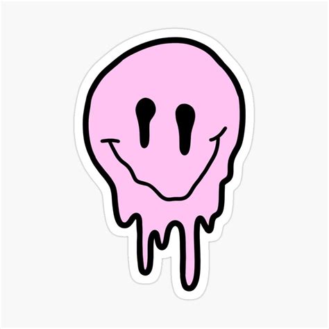 'pastel pink drippy smiley face ' Sticker by zarapatel | Face stickers