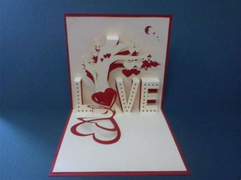 Kirigami is a variation of origami that includes cutting of the paper. white and red color Handmade 3D Card | DIY | Pinterest | Red color, 3d and Cards