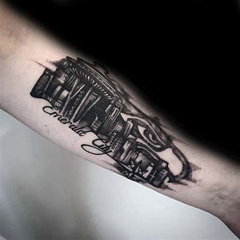 Slave to the needle tattoo is an internationally known award winning tattoo and body piercing studio. 30 Seattle Skyline Tattoo Designs For Men - City Ink Ideas