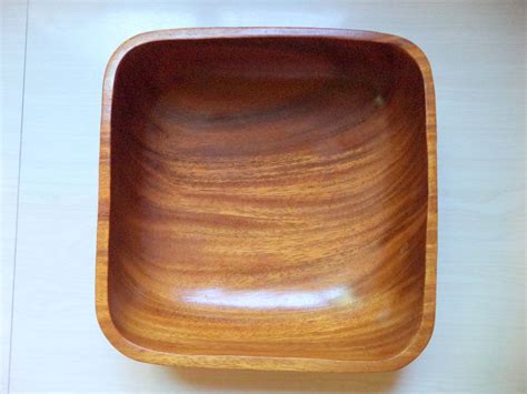 Vintage Wood Square Salad Bowl Talarico Wooden Dish Monkey Pod Handmade