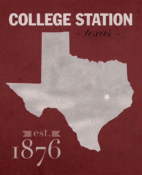 Texas A And M University Aggies College Station College Town State Map