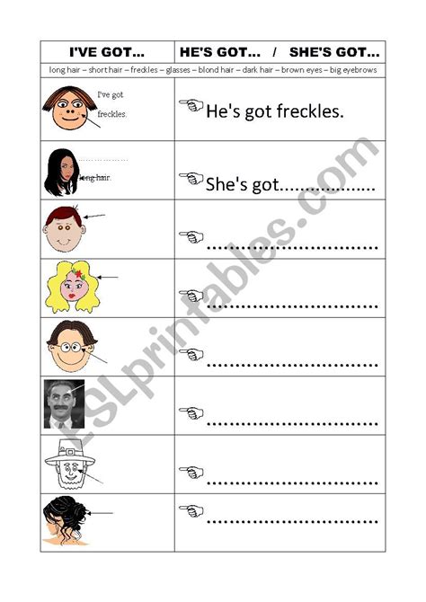 I´ve Got Versus He´s Got She´s Got Esl Worksheet By Pisiflor