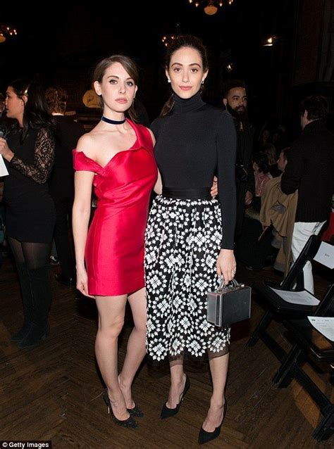 The More The Merrier Brie Posed Up With Emmy Rossum Who Carried A Box Clutch And A Wore A