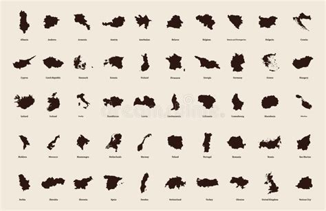 Outline Maps Of European Countries All The Countries Of Europe Stock