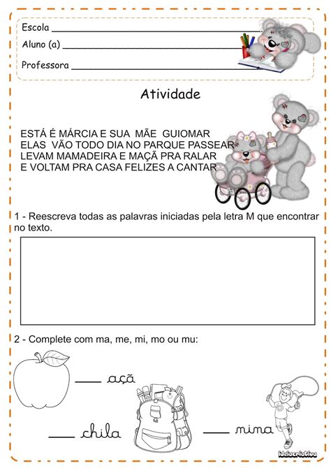 Atividade Letra M Mamãe Ideia Criativa Gi Carvalho Educação Infantil