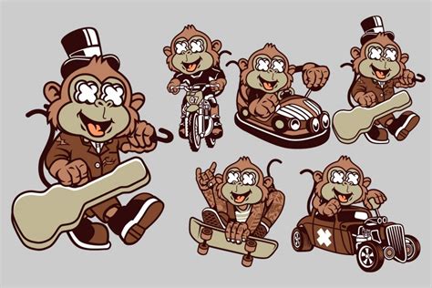 5 Monkey Cartoon Character Deeezy