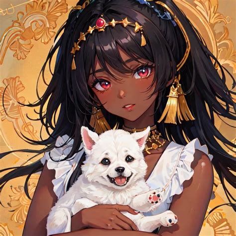 Extremely Cute Anime Girl Dark Skin With A Puppy By Lacouture On Deviantart