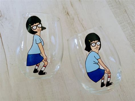 Hand Painted Bob S Burgers Tina Belcher Set Of 2 Wine Glasses Twerking Tina Free T Included