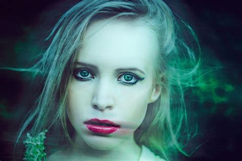 Mystical Portrait Of A Girl With Red Lips Free Image Download