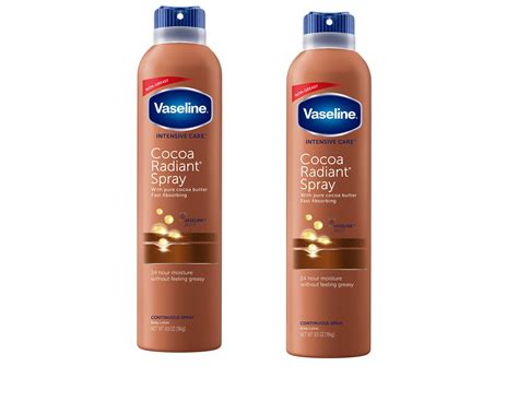 Vaseline Spray On Lotion Spray Moisturizer Cocoa Radiant 65 Oz 2 Pack