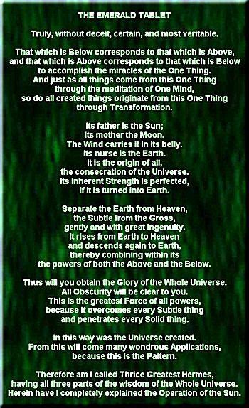 The Emerald Tablet Ancient Wisdom Emerald Tablets Of Thoth