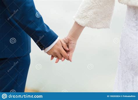 Closeup View Of Married Couple Holding Hands Stock Photo Image Of