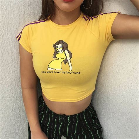 print short sleeve women cropped top casual t shirt 2018 summer striped side cotton sexy crop