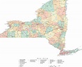 State Map of New York in Adobe Illustrator vector format. Detailed ...