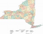 State Map of New York in Adobe Illustrator vector format. Detailed ...