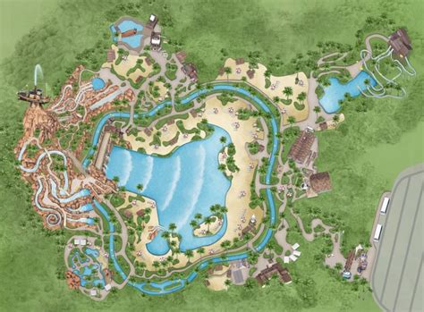 Typhoon lagoon with wave/surfing ocean and sandy beach plus water rides, flumes, and lazy river. Walt Disney World, Disney's Typhoon Lagoon Water Park ...