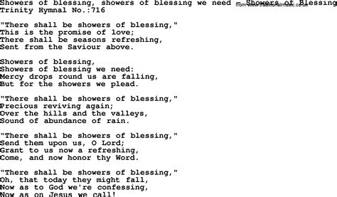 Trinity Hymnal Hymn: Showers Of Blessing, Showers Of Blessing We Need--Showers Of Blessing ...