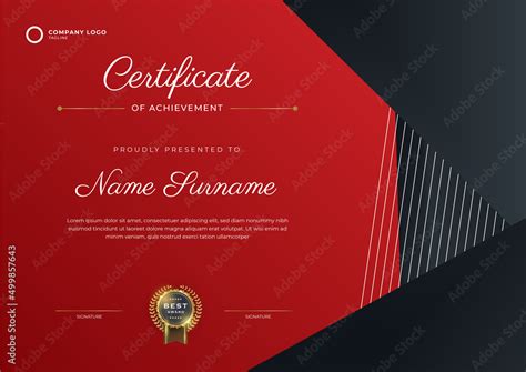 Modern Red Certificate Template And Border For Award Diploma And