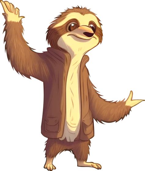 Sloth Character Cute Cartoon Sloth Bear Character Funny Lazy Animal
