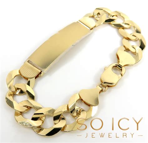 Buy 14k Yellow Gold Thick Cuban Id Bracelet 850 Inch 122mm Online At