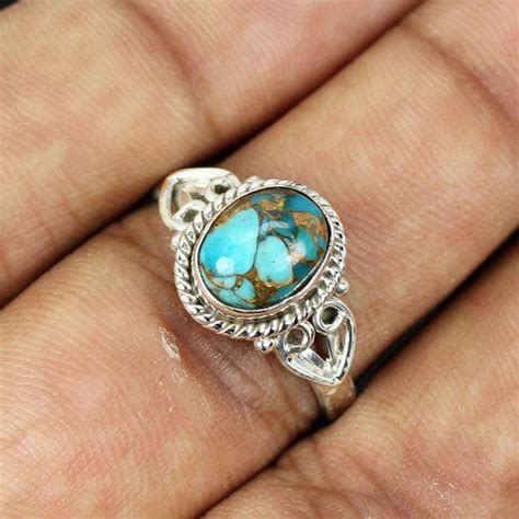 Blue Copper Turquoise Ring Blue Copper Turquoise By ShalzDesigns